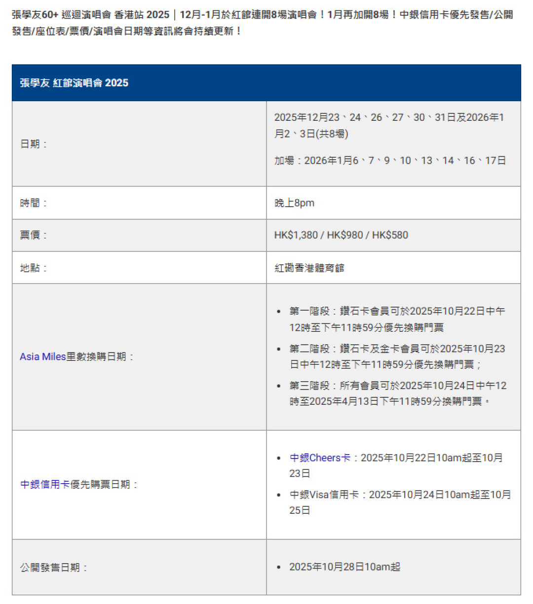容祖儿11.9中银优先购临近:用信用卡抢演唱会票的卡友,先过卡、渠道、批次、支付这4道闸