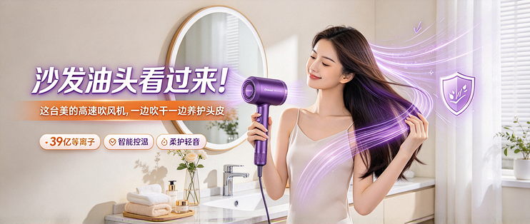 沙发油头看过来！这台美的高速吹风机，一边吹干一边养护头皮