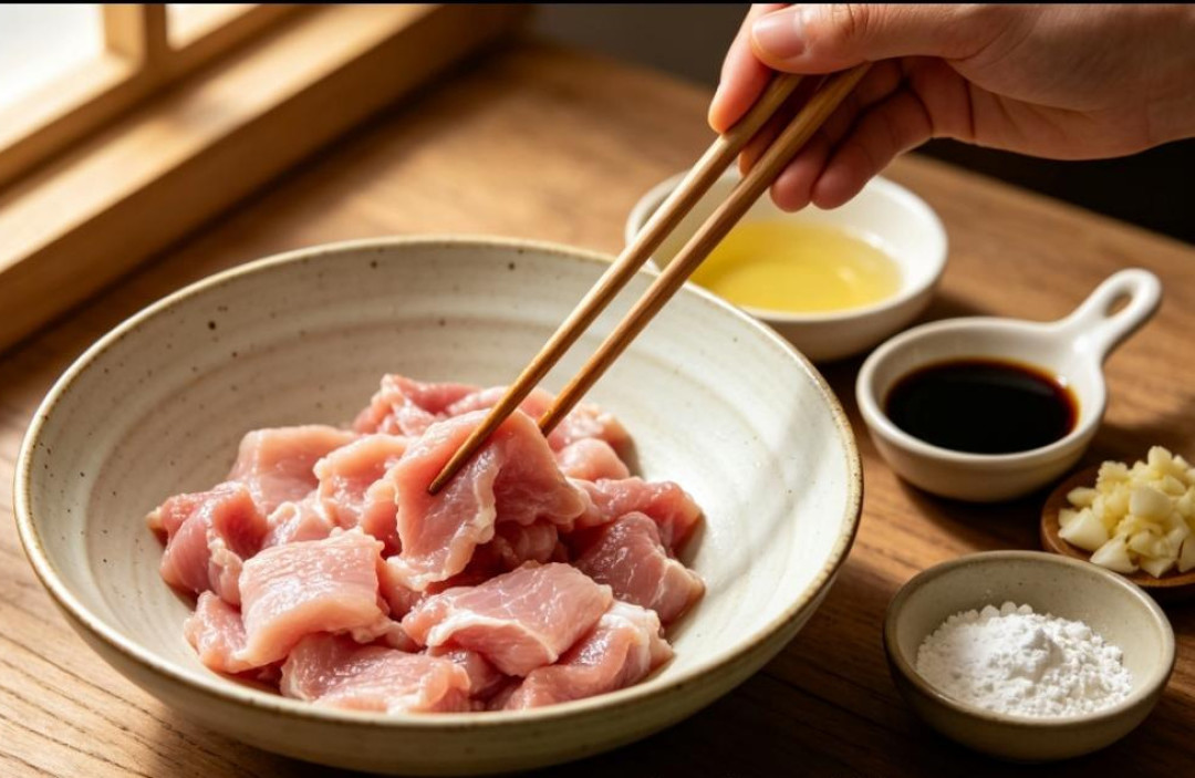 炒肉总是又老又柴:盐、水、淀粉、油,这四步的顺序不能换