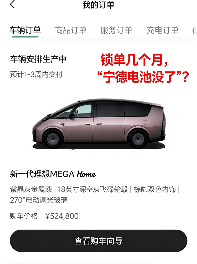 理想MEGA锁单几个月，等来一句“宁德电池没了”？