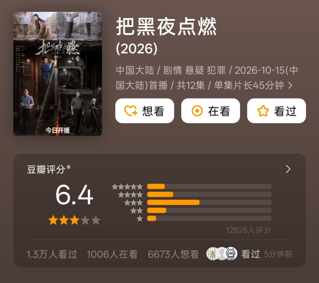 《把黑夜点燃》开分6.4:《欢乐颂》十年后,蒋欣
