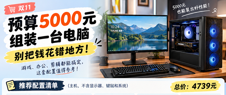 5000元DIY电脑配置清单：CPU、显卡、内存怎么选