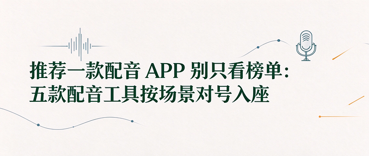推荐一款配音APP别只看榜单：五款配音工具按场景对号入座