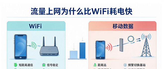 用手机流量的时候为什么感觉比用WIFI的时候费电？