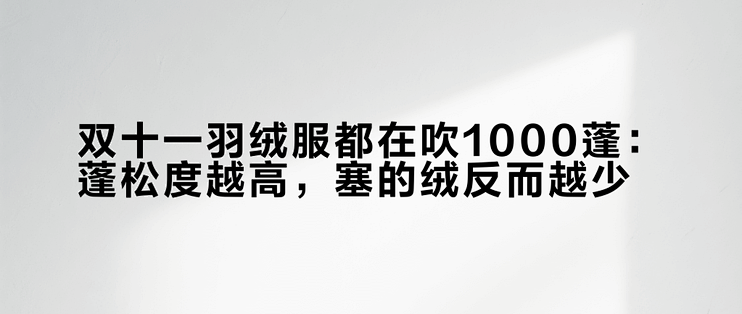双十一羽绒服都在吹1000蓬：蓬松度越高，塞的绒反而越少？