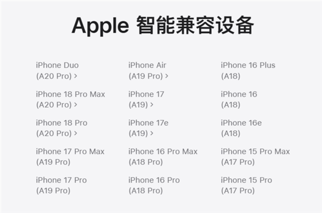苹果官网上线Apple智能国行版页面!兼容设备表公布:iPhone 15 Pro以上都能用