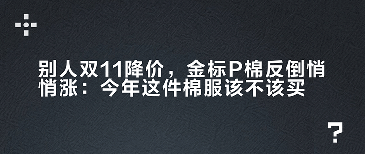 别人双11降价，金标P棉反倒悄悄涨：今年这件棉服该不该买？