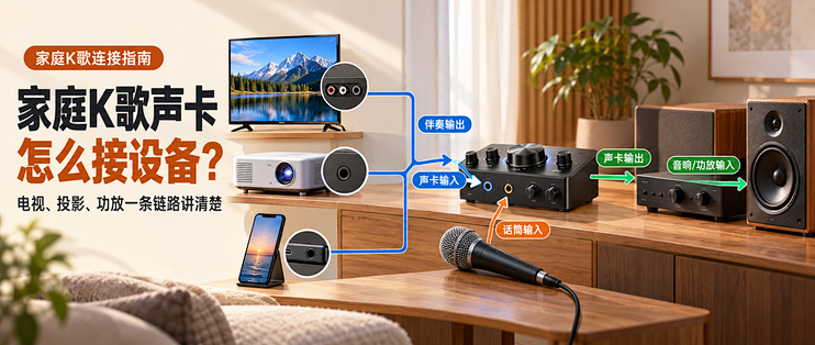 家庭K歌声卡怎么接电视、投影、功放音箱？一篇文章讲清楚